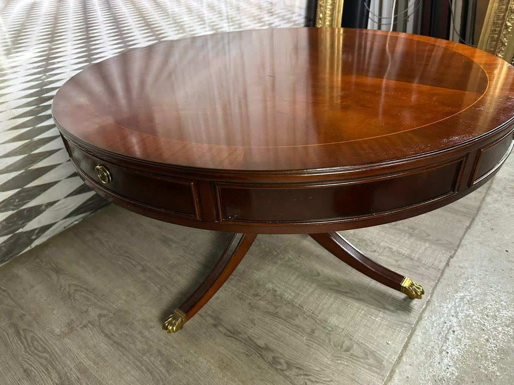 Grosser Vintage Beistelltisch England Sheraton Mahagoni 20 tes Jhdt