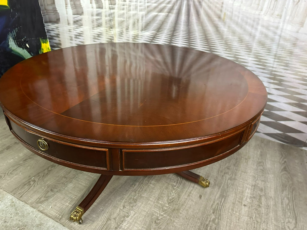 Grosser Vintage Beistelltisch England Sheraton Mahagoni 20 tes Jhdt