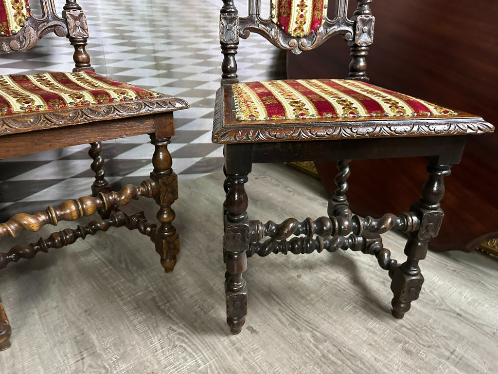 Satz antike Neo Renaissance Stühle Frankreich um 1870 handgeschnitzt 4x Stuhl