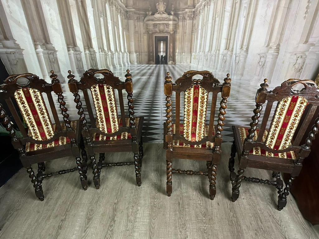 Satz antike Neo Renaissance Stühle Frankreich um 1870 handgeschnitzt 4x Stuhl