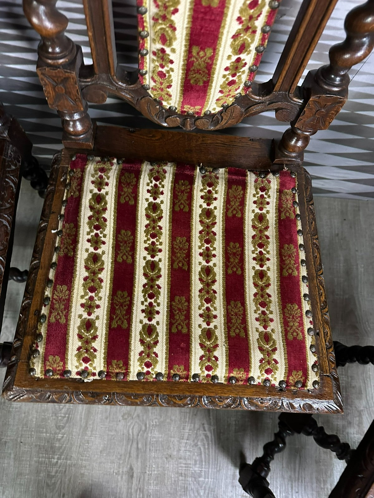 Satz antike Neo Renaissance Stühle Frankreich um 1870 handgeschnitzt 4x Stuhl