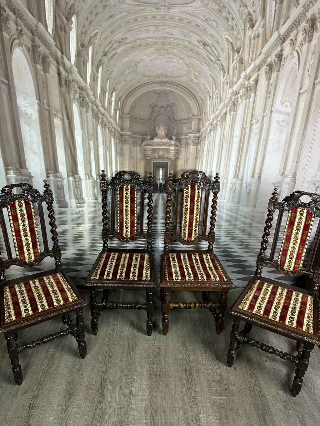 SATZ ANTIKE NEO RENAISSANCE STÜHLE FRANKREICH UM 1870 HANDGESCHNITZT 4x STUHL