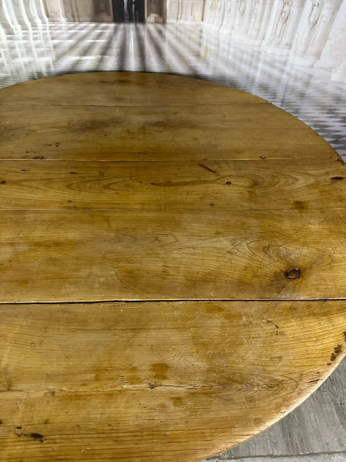 Antiker Esstisch 19 Jh Übergrosser Bauerntisch Weichholz 19 tes Jhdt Kreuztisch