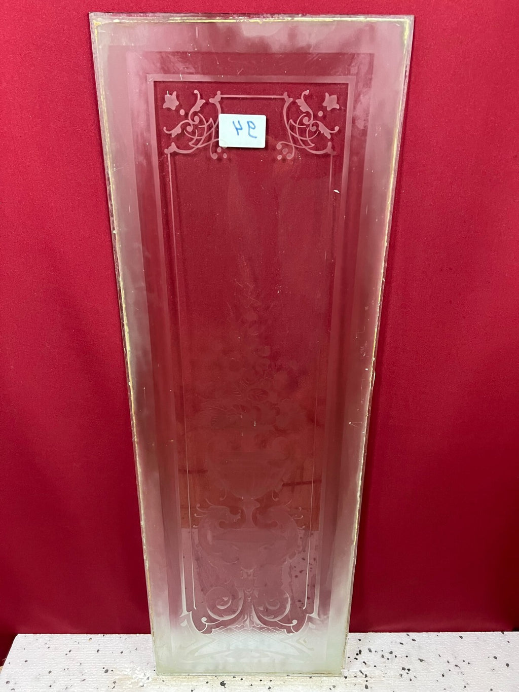Antike Glasscheibe Glas Fenster Jugendstil original um 1910 Blumen Amphore