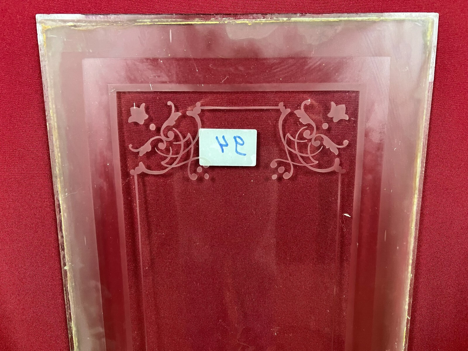Antike Glasscheibe Glas Fenster Jugendstil original um 1910 Blumen Amphore