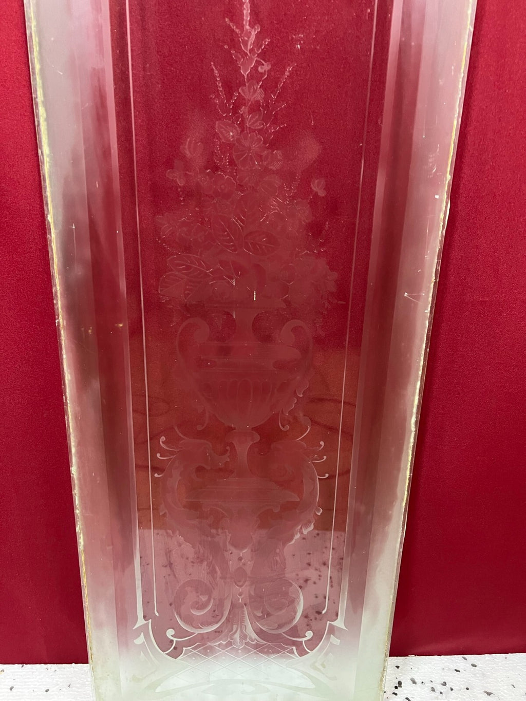 Antike Glasscheibe Glas Fenster Jugendstil original um 1910 Blumen Amphore