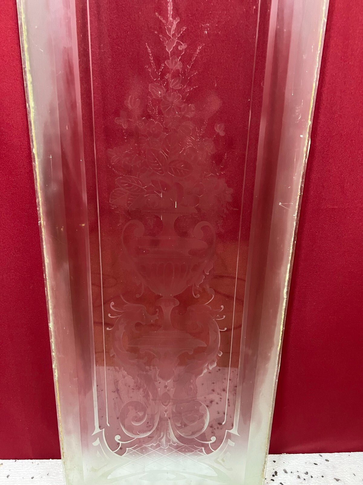 Antike Glasscheibe Glas Fenster Jugendstil original um 1910 Blumen Amphore