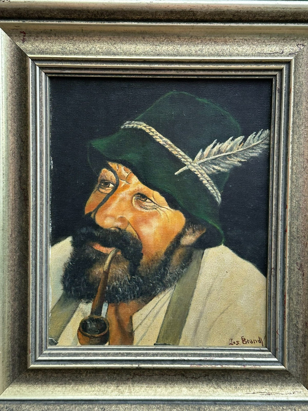 Ölgemälde Portrait eines Mannes Mann mit Hut signiert Josef Brandl