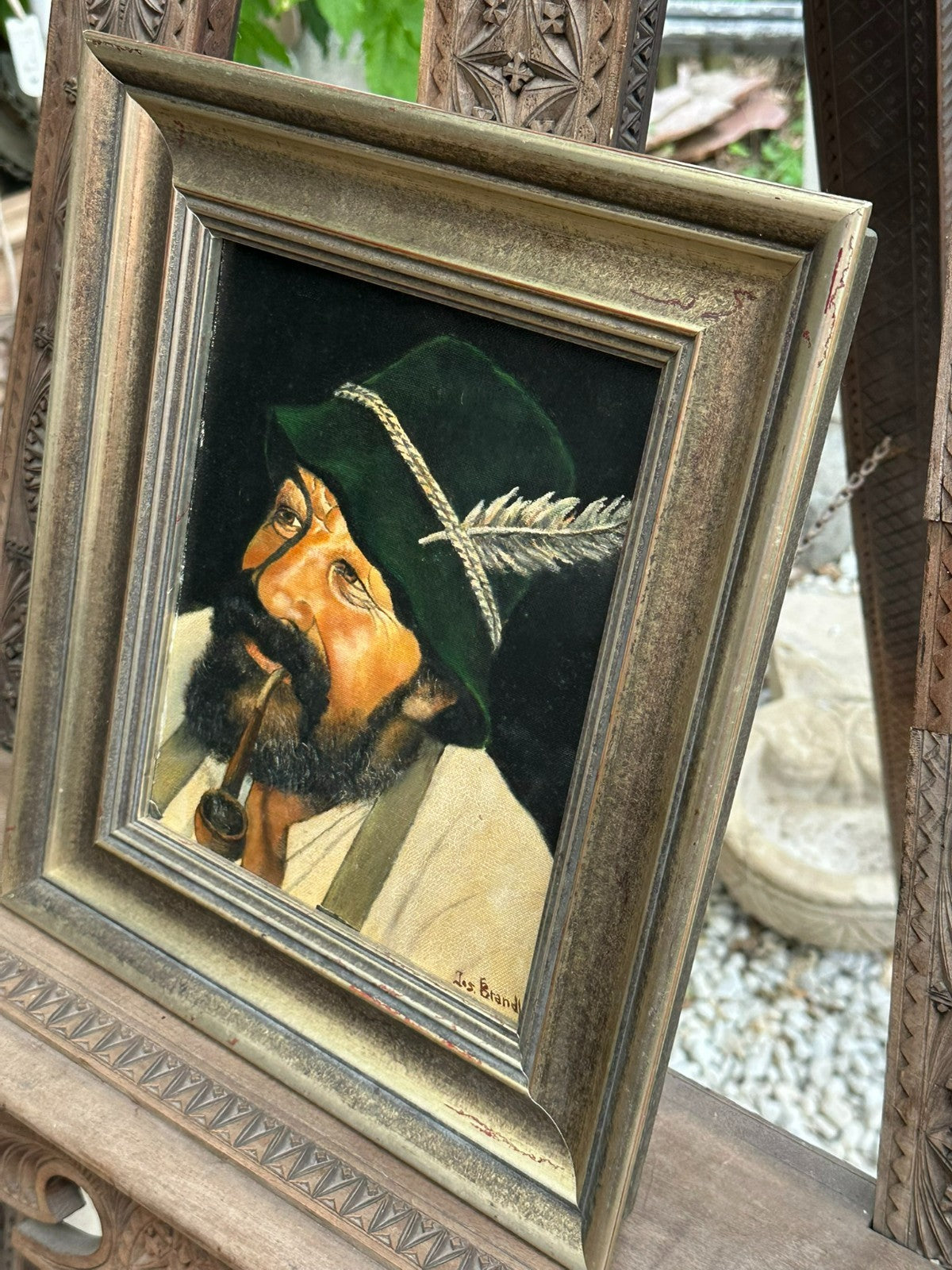 Ölgemälde Portrait eines Mannes Mann mit Hut signiert Josef Brandl