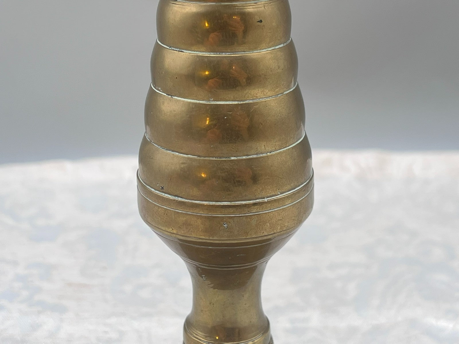 Grosser antiker Kerzenleuchter aus Bronze Altarleuchter Kragenleuchter 1,6kg