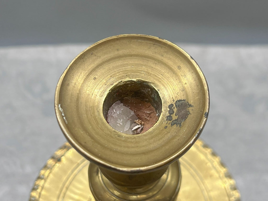 Grosser antiker Kerzenleuchter aus Bronze Altarleuchter Kragenleuchter 1,6kg