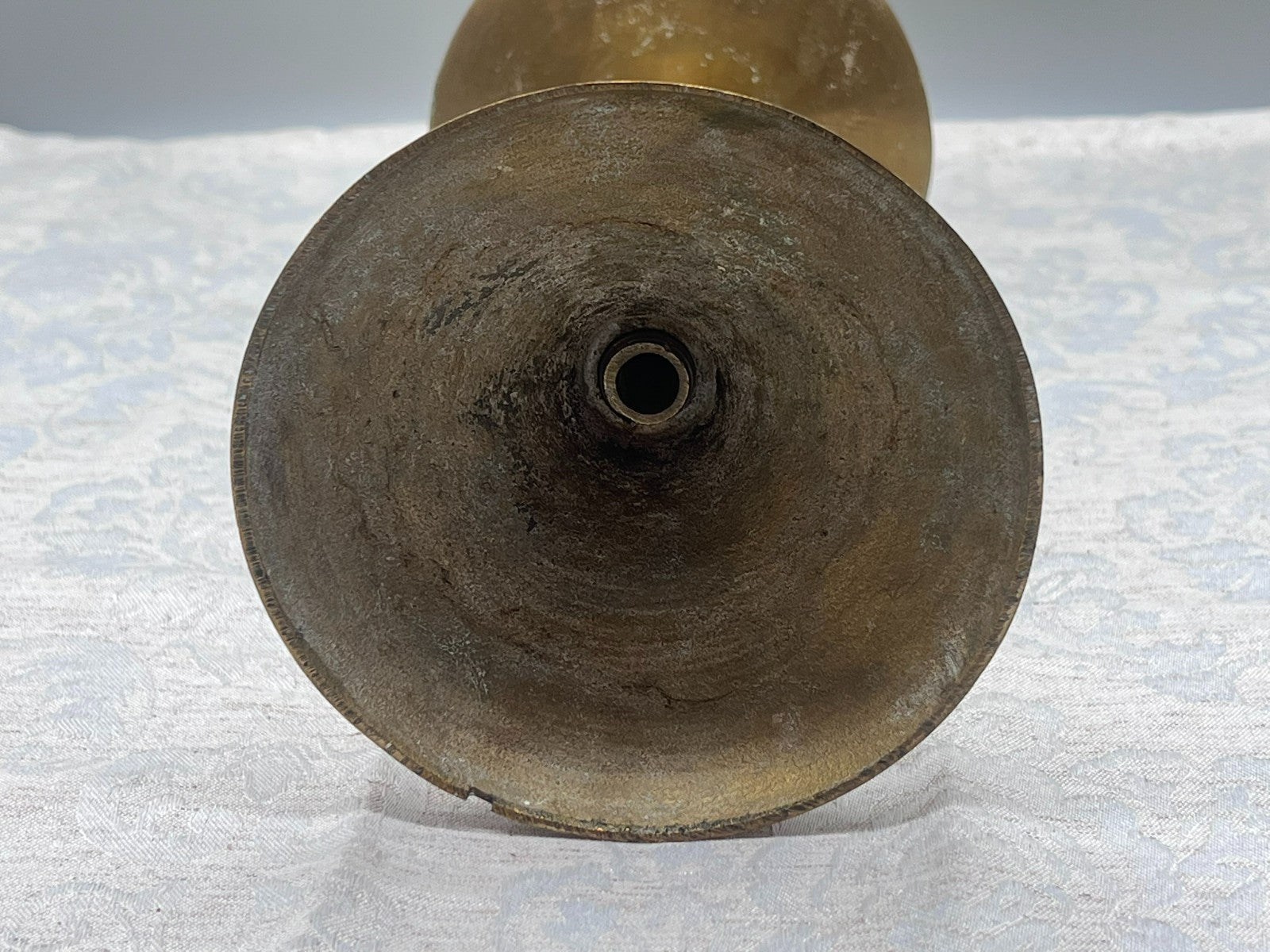 Grosser antiker Kerzenleuchter aus Bronze Altarleuchter Kragenleuchter 1,6kg