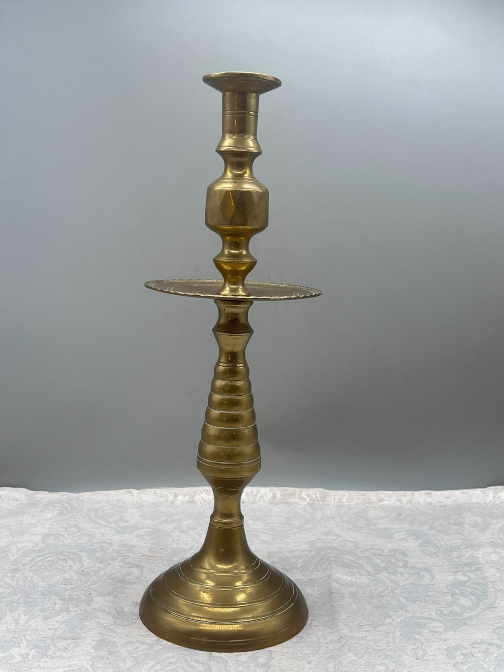 Grosser antiker Kerzenleuchter aus Bronze Altarleuchter Kragenleuchter 1,6kg