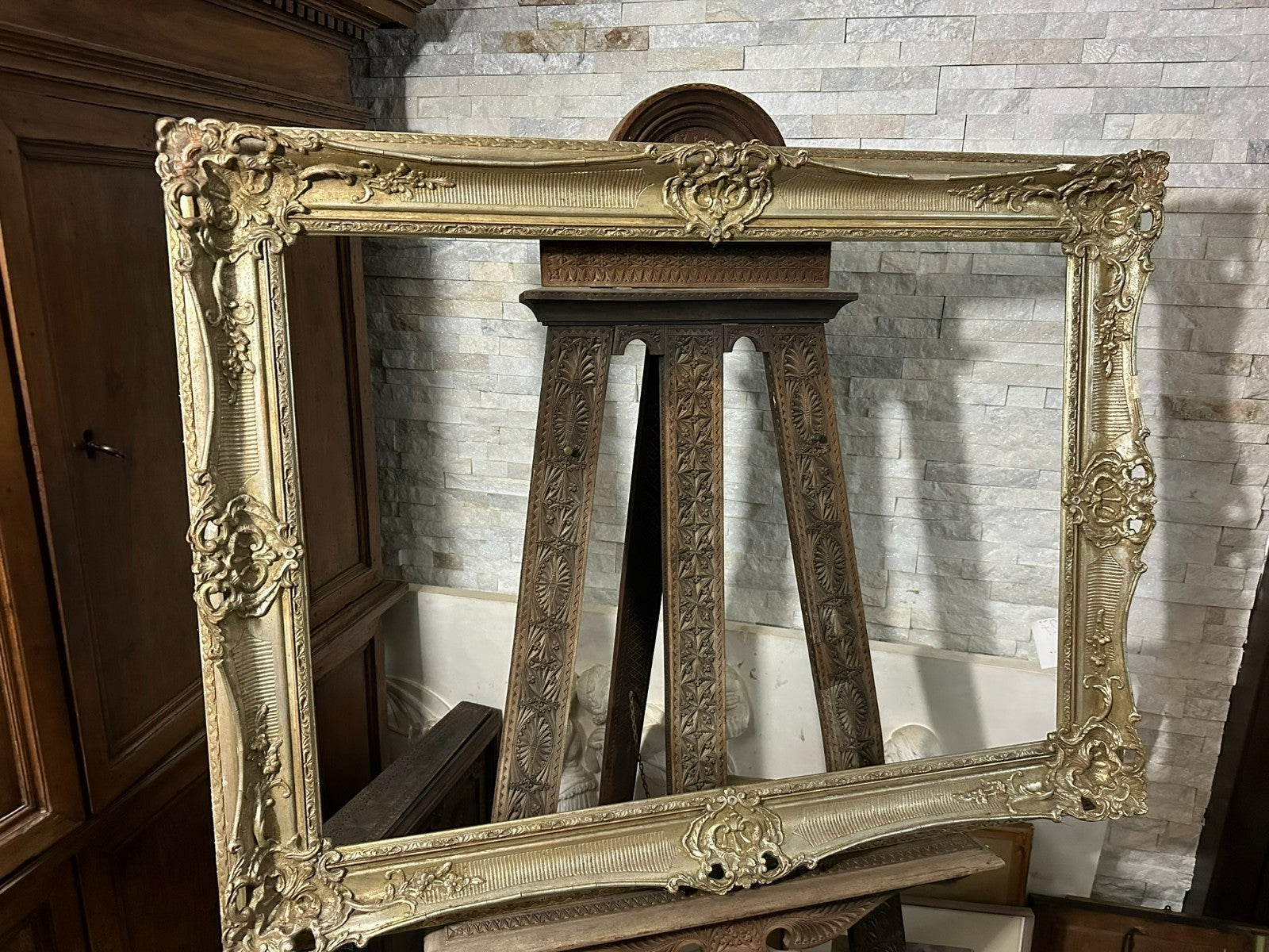 SEHR GROSSER BAROCK RAHMEN BILDERRAHMEN BAROCK STIL SILBER