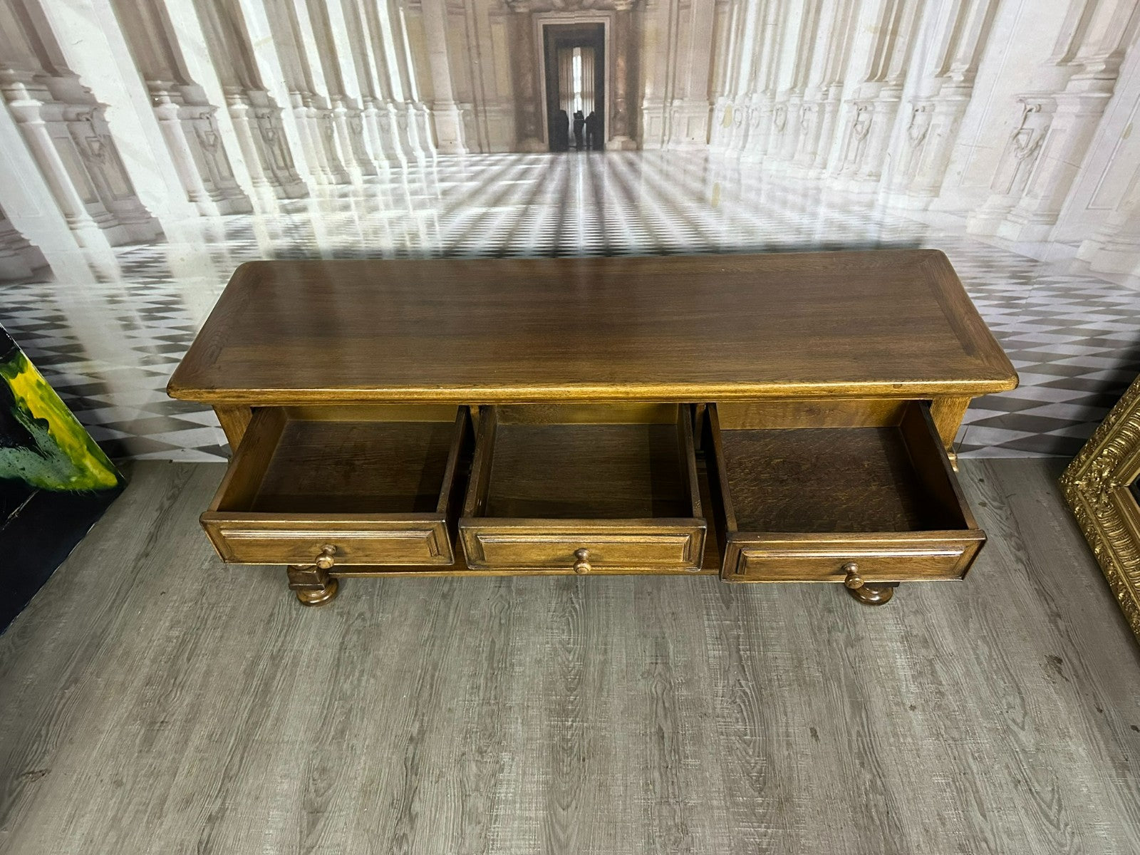 Grosser Vintage Beistelltisch Sideboard Kommode Eiche massiv