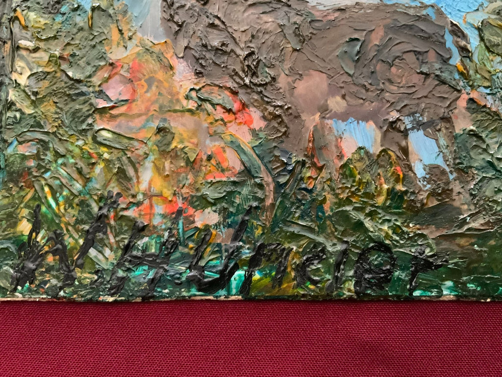 W.H. Unger - Hirsch in der Brunft - Öl-Gemälde auf Karton 22x14cm