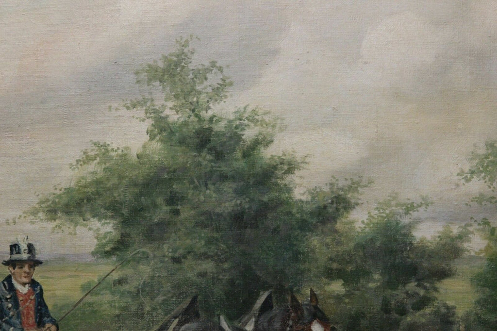 Ölgemälde Landschaft Personen Ländliche Kutschenfahrt P. Wegener Grossformat