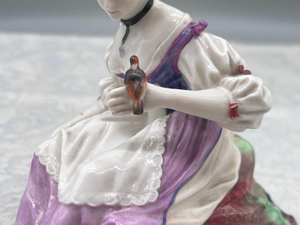 Nymphenburg Porzellan Figur Galante Dame mit Vogel