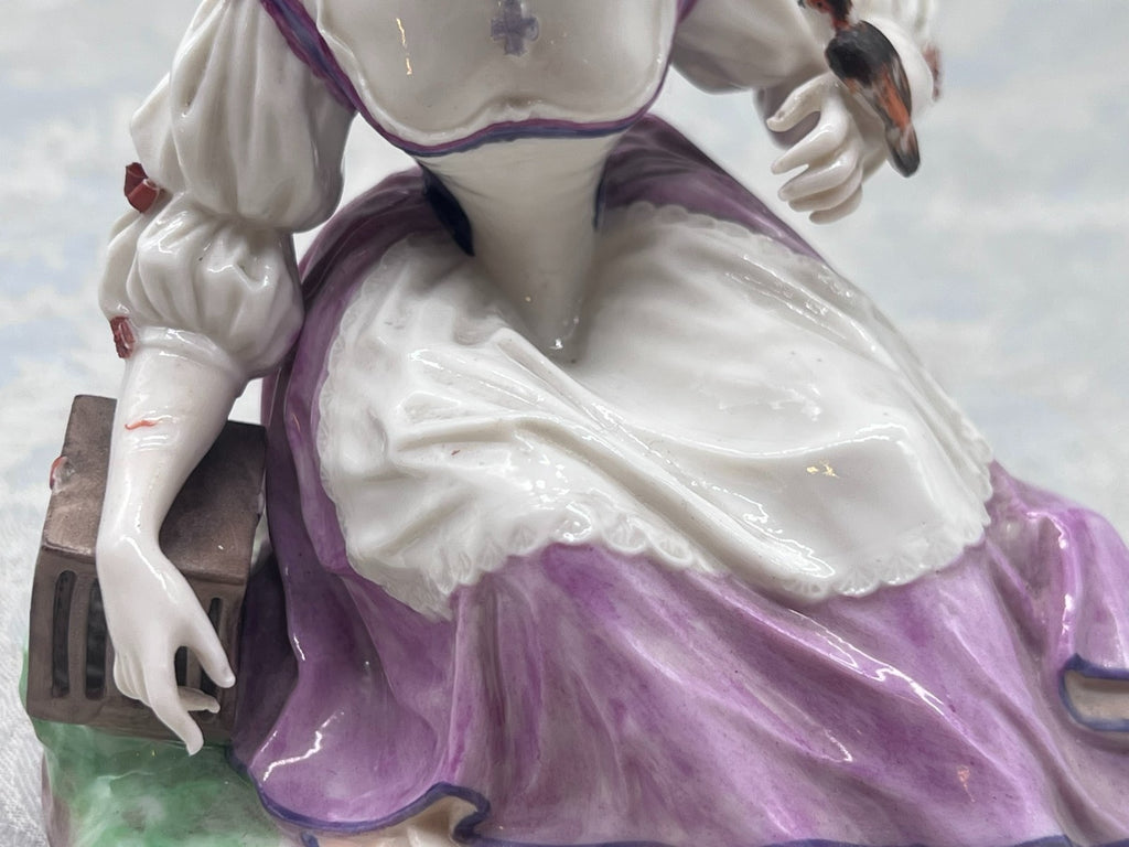 Nymphenburg Porzellan Figur Galante Dame mit Vogel