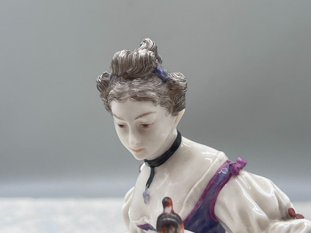 Nymphenburg Porzellan Figur Galante Dame mit Vogel