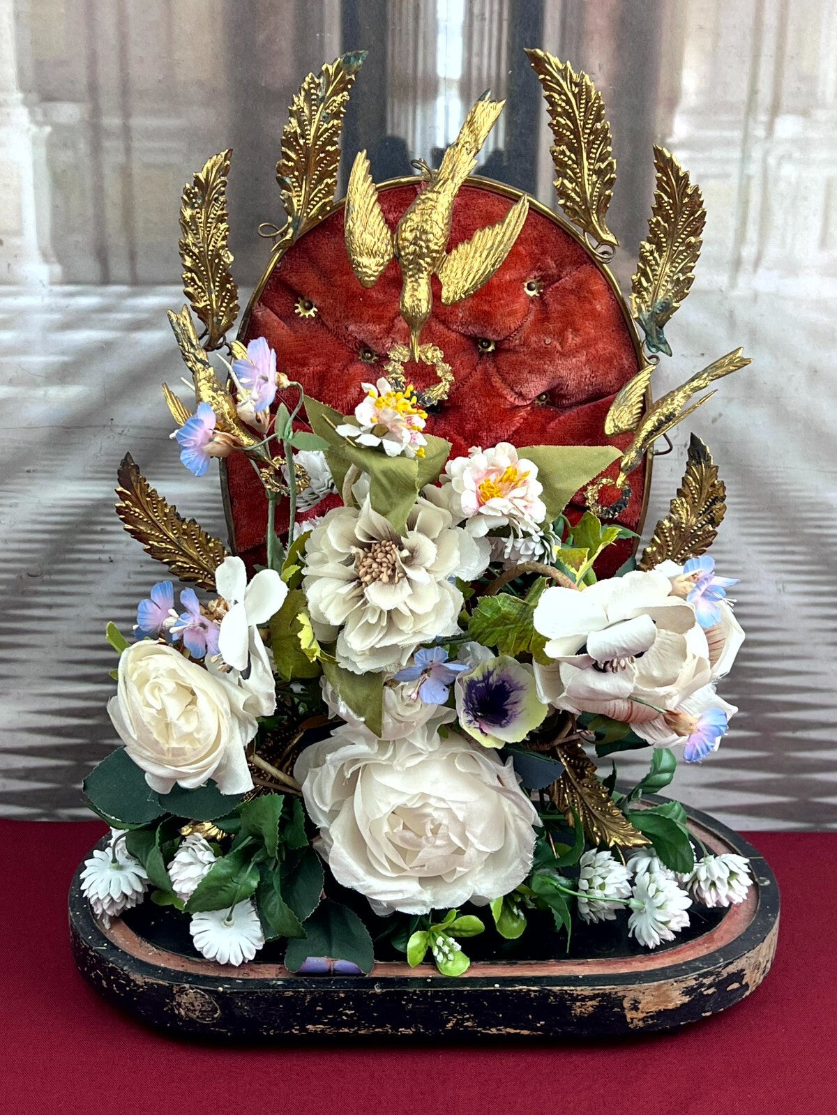 Globe De Mariee Hochzeit Andenken Frankreich Napoleon Iii Stil Blumen Vögel 41cm
