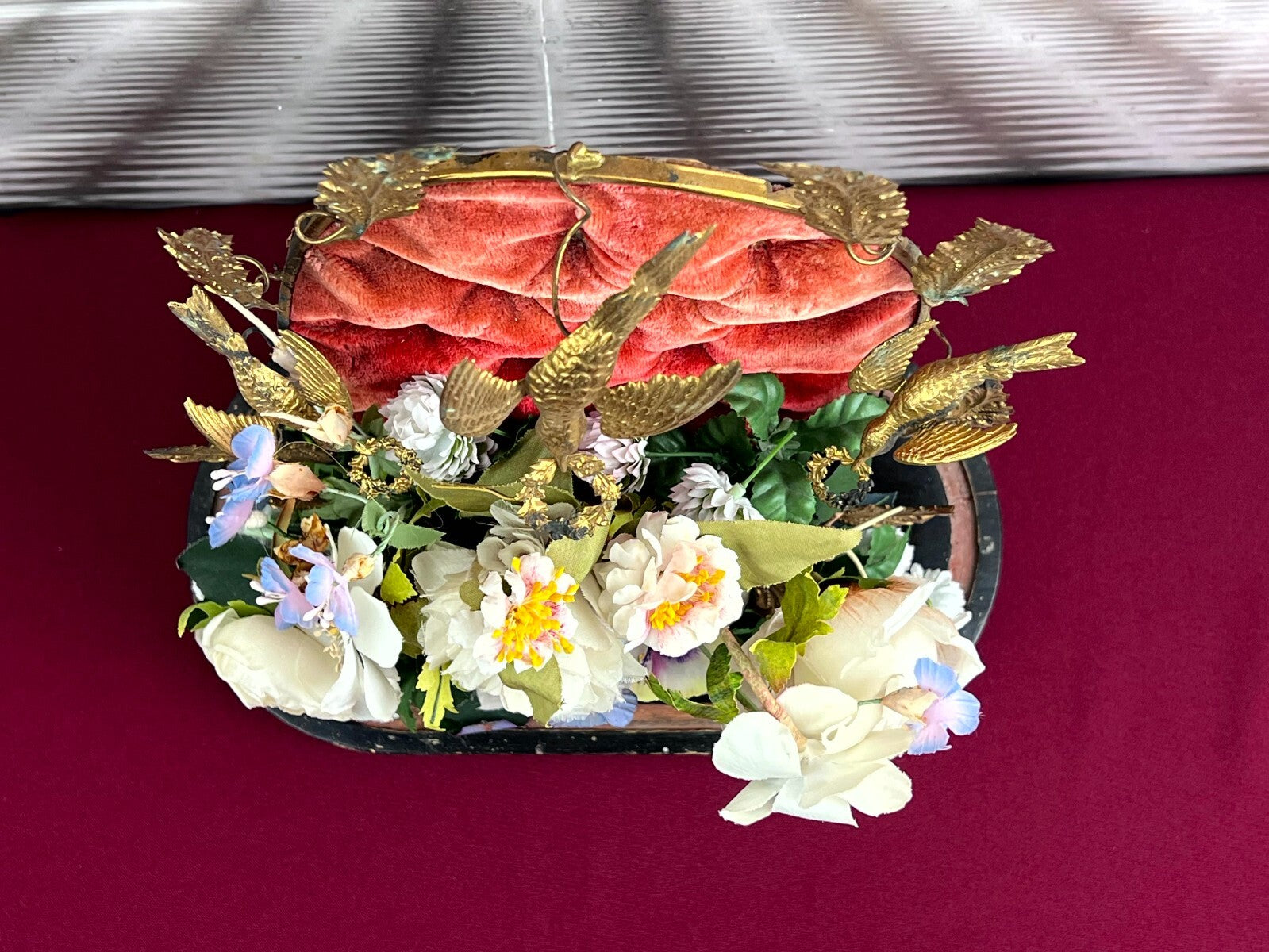 Globe De Mariee Hochzeit Andenken Frankreich Napoleon Iii Stil Blumen Vögel 41cm