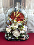 GLOBE DE MARIEE HOCHZEIT ANDENKEN FRANKREICH NAPOLEON III STIL BLUMEN VÖGEL 41cm