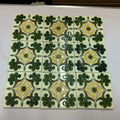 SET 9x JUGENDSTILFLIESE AUS KERAMIK 15x15cm ANTIKE JUGENDSTIL FLIESE UM 1910