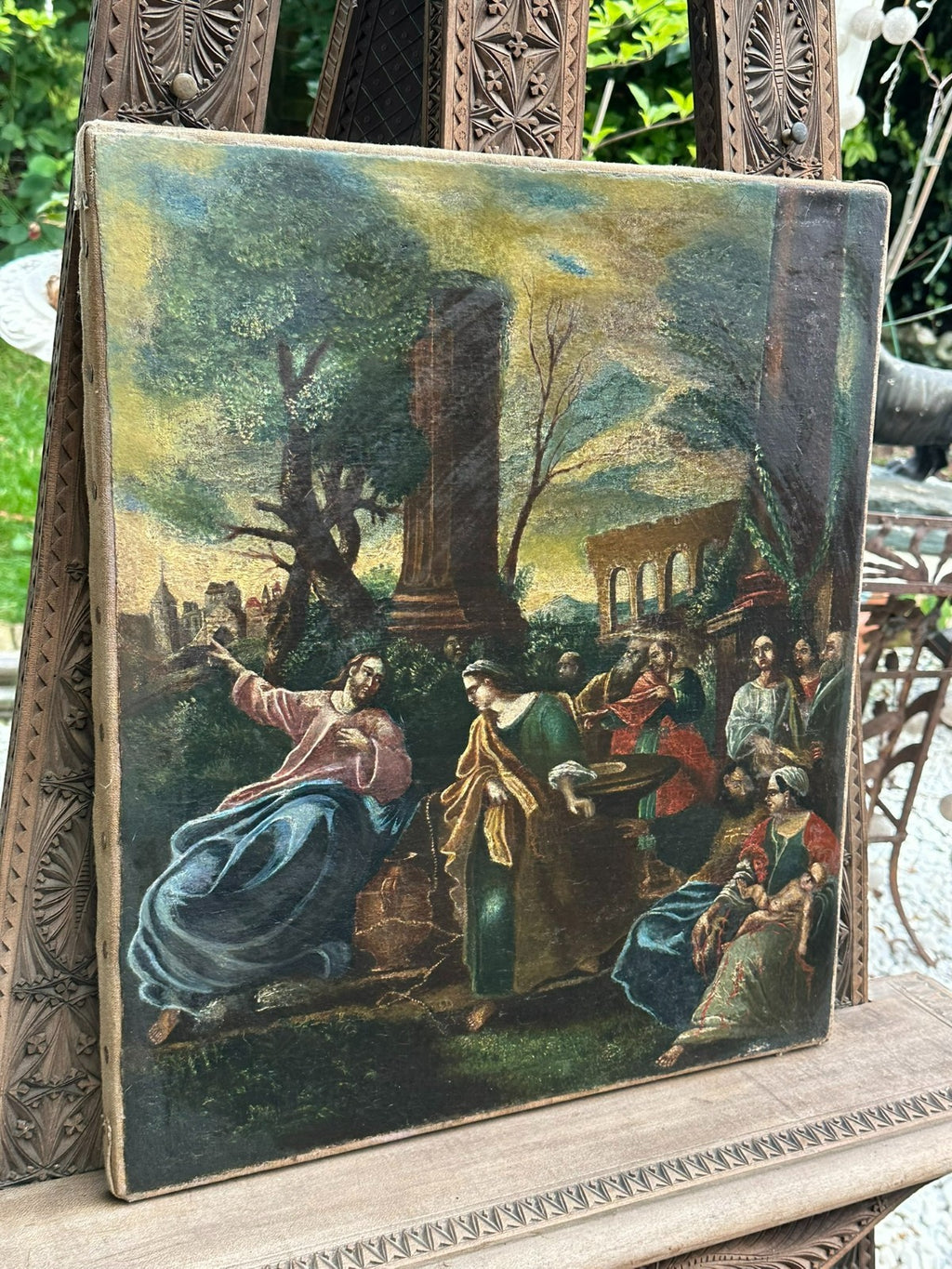 Antikes Barock Ölgemälde die Anbetung Christi Gemälde Sakral 17/18 tes Jhdt