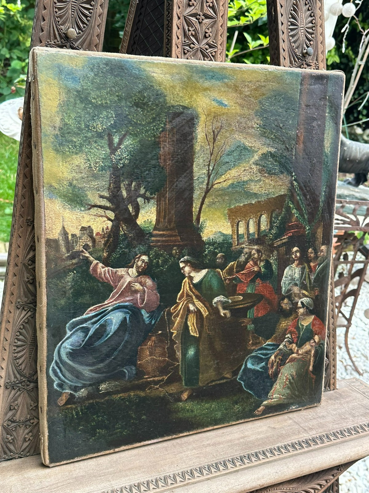 Antikes Barock Ölgemälde die Anbetung Christi Gemälde Sakral 17/18 tes Jhdt
