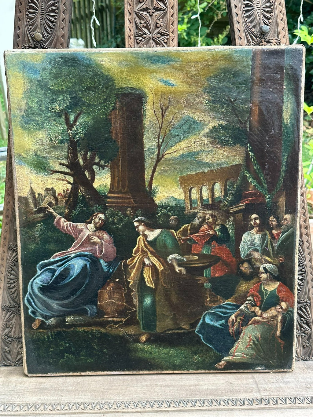 Antikes Barock Ölgemälde die Anbetung Christi Gemälde Sakral 17/18 tes Jhdt