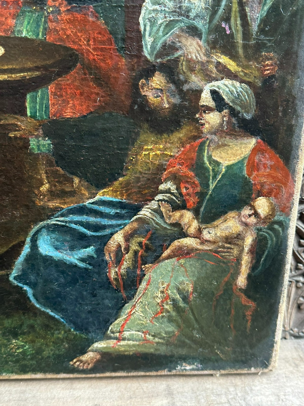 Antikes Barock Ölgemälde die Anbetung Christi Gemälde Sakral 17/18 tes Jhdt