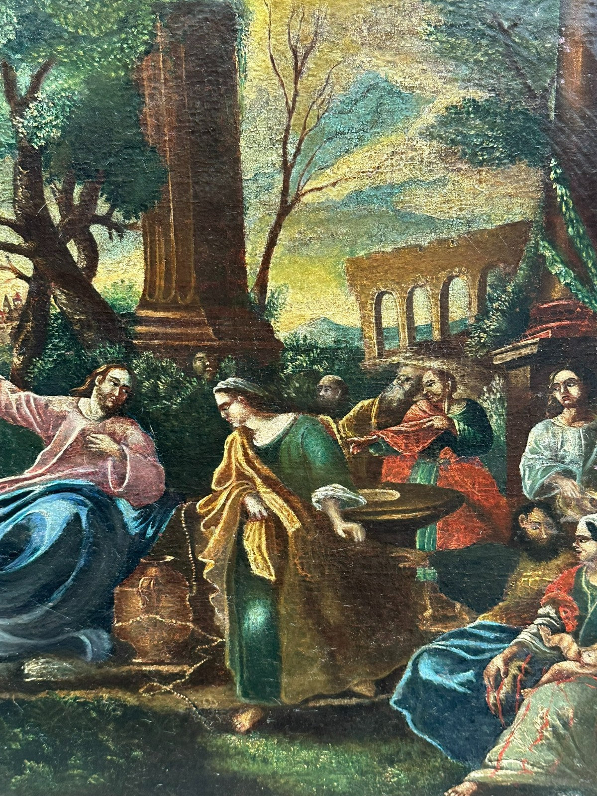 ANTIKES BAROCK ÖLGEMÄLDE DIE ANBETUNG CHRISTI GEMÄLDE SAKRAL 17/18 TES JHDT