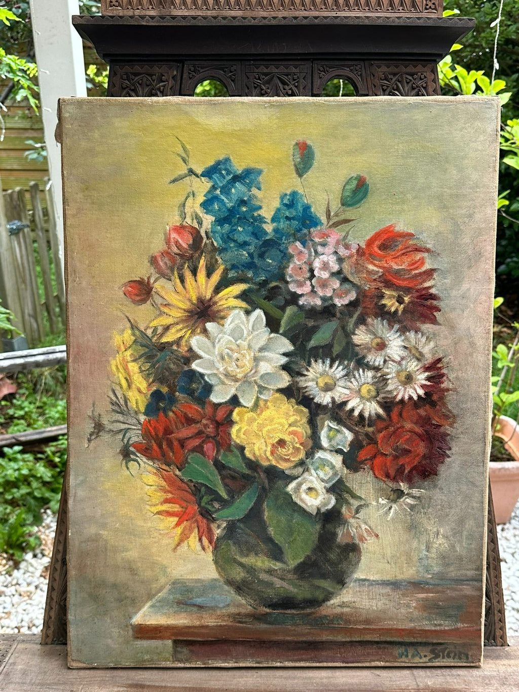 Ölgemälde Blumen Stillleben signiert H A Stein