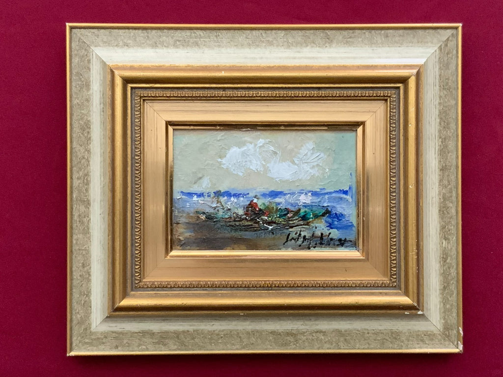 W.H. Unger - Chiemsee - Öl-Gemälde auf Holz 15x10cm mit Rahmen 27x23cm