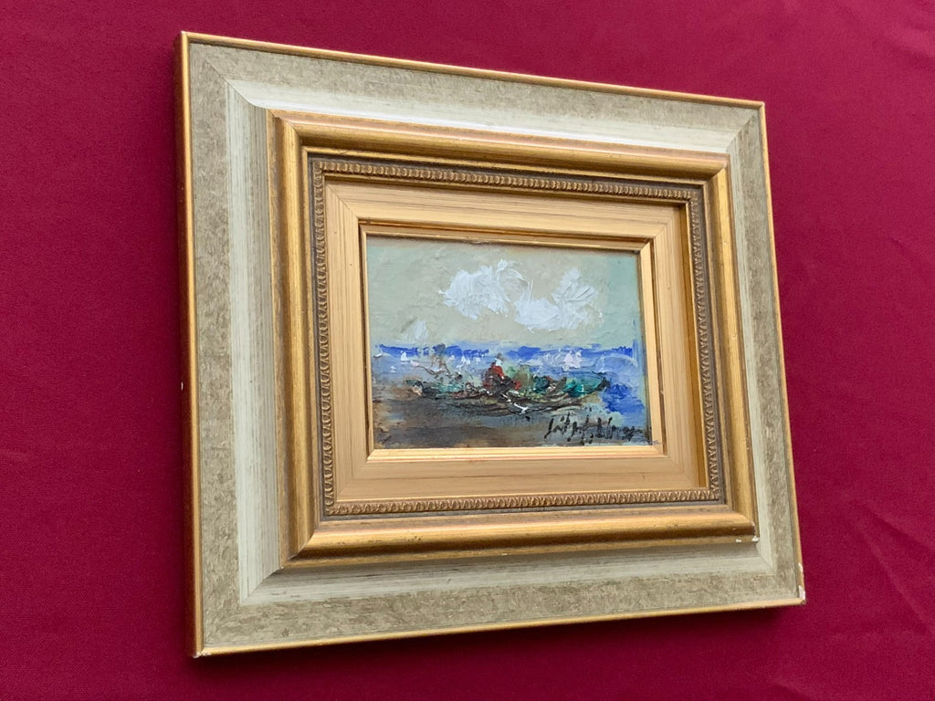 W.H. Unger - Chiemsee - Öl-Gemälde auf Holz 15x10cm mit Rahmen 27x23cm