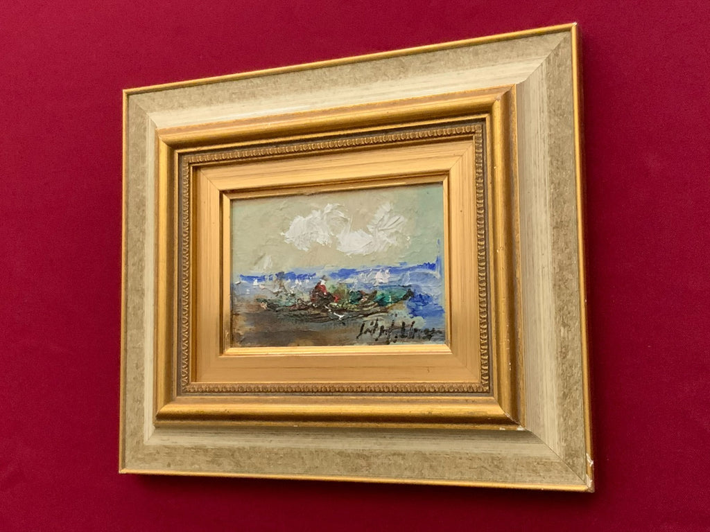 W.H. Unger - Chiemsee - Öl-Gemälde auf Holz 15x10cm mit Rahmen 27x23cm