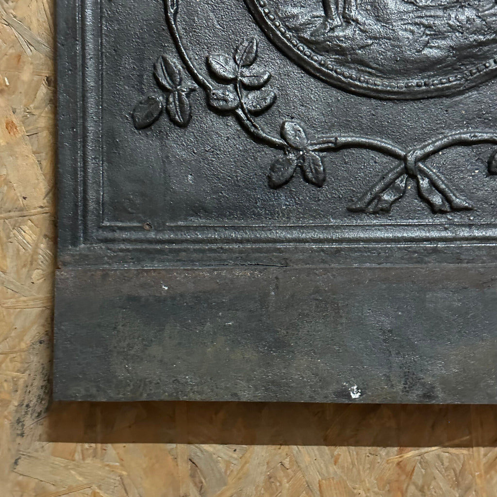 Antike Barock Ofenplatte aus Eisen 19 tes Jhdt 45x52cm Personen