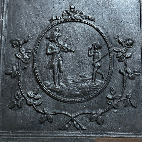 ANTIKE BAROCK OFENPLATTE AUS EISEN 19 TES JHDT 45x52cm PERSONEN