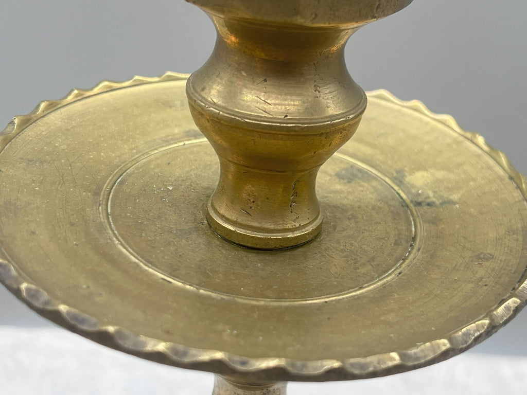 Grosser antiker Kerzenleuchter aus Bronze Altarleuchter Kragenleuchter 2kg
