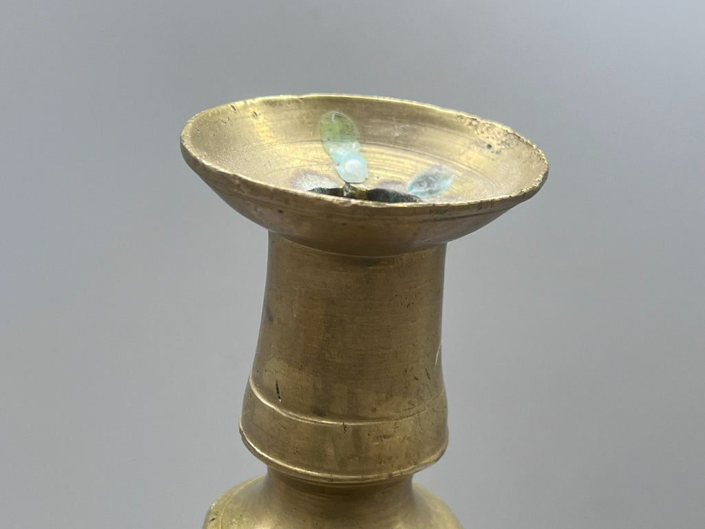 Grosser antiker Kerzenleuchter aus Bronze Altarleuchter Kragenleuchter 2kg