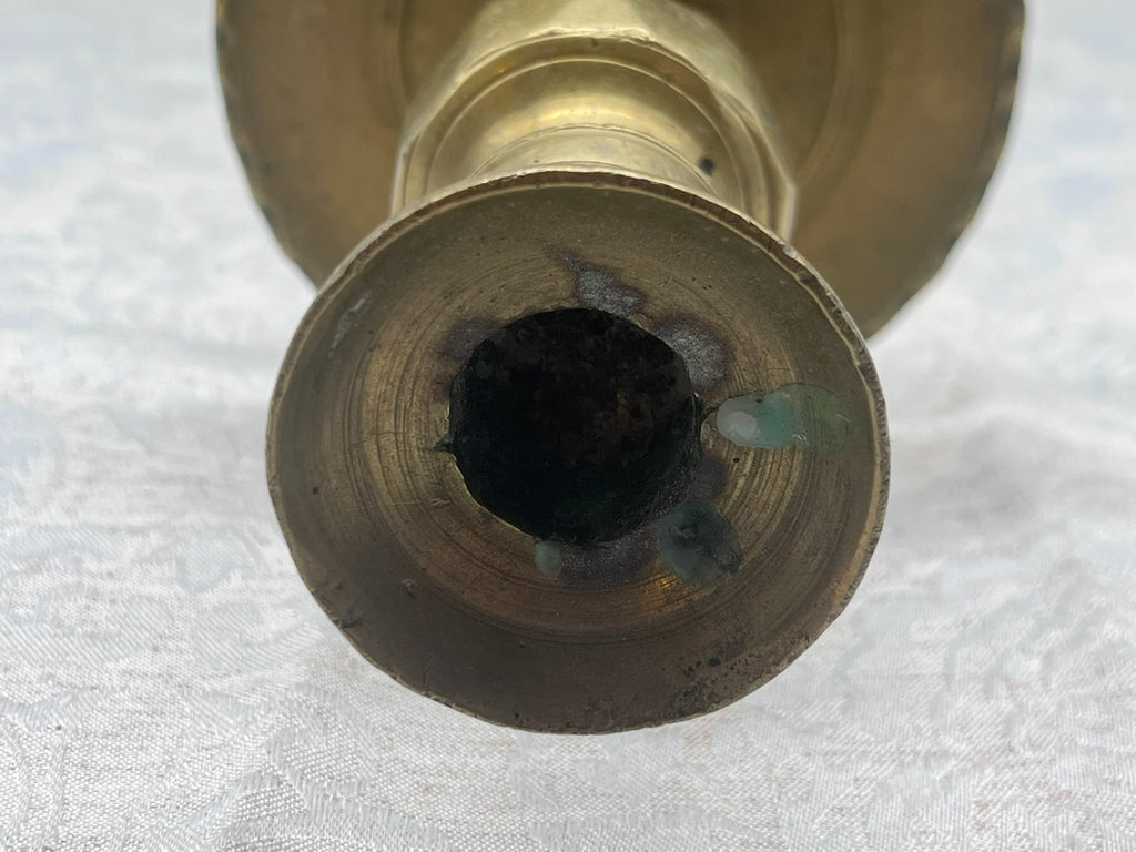 Grosser antiker Kerzenleuchter aus Bronze Altarleuchter Kragenleuchter 2kg