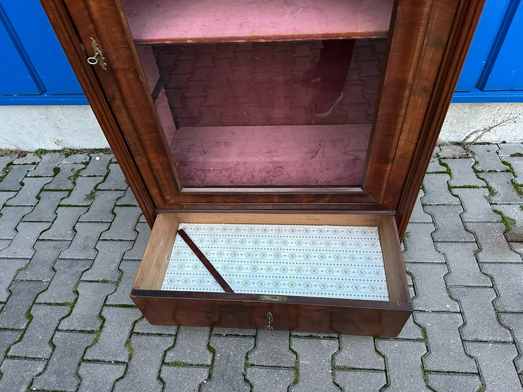 Antike Vitrine um 1860 Mahagoni Louis Philippe Kommode Spät Biedermeier