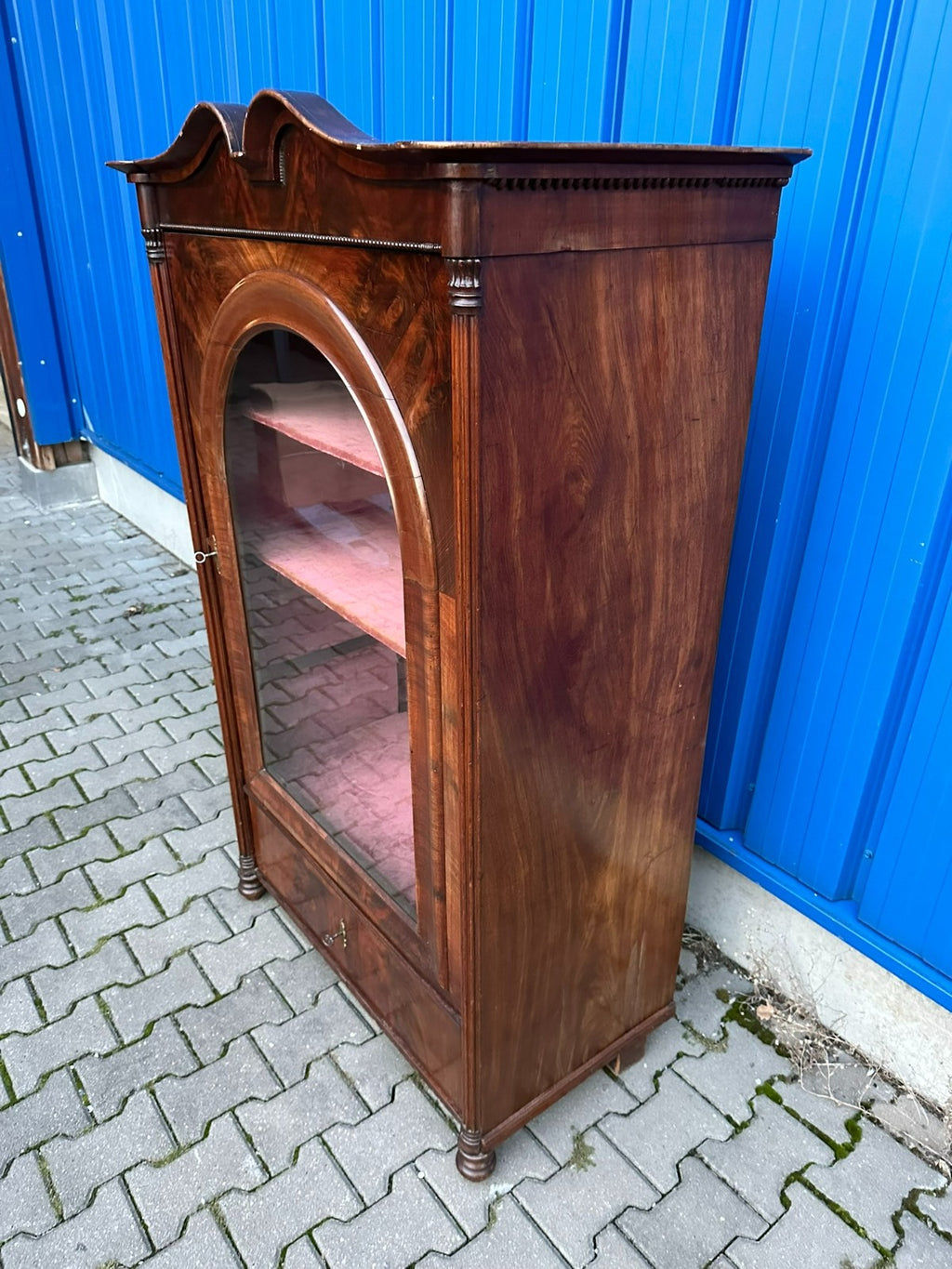 Antike Vitrine um 1860 Mahagoni Louis Philippe Kommode Spät Biedermeier