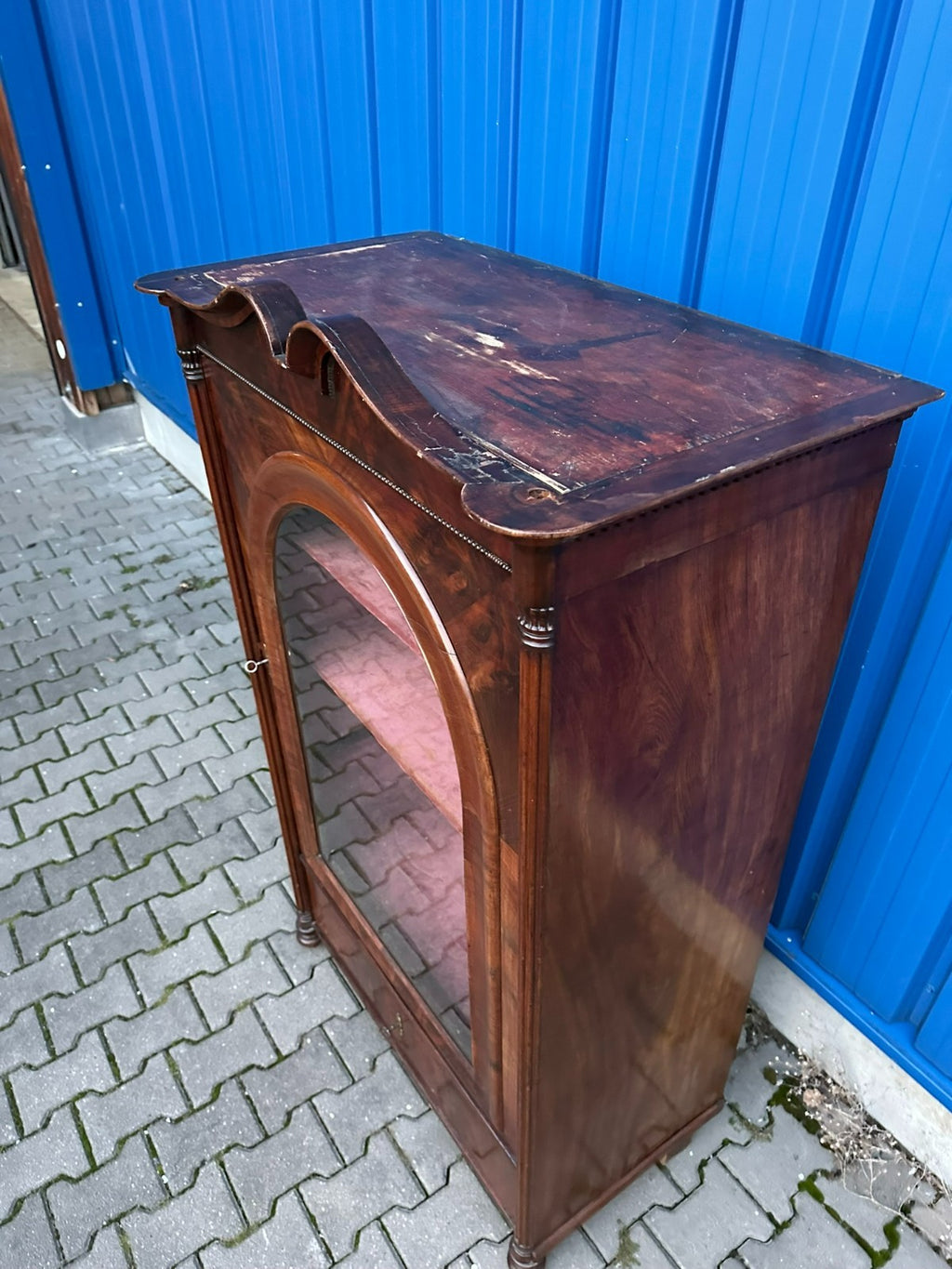 Antike Vitrine um 1860 Mahagoni Louis Philippe Kommode Spät Biedermeier