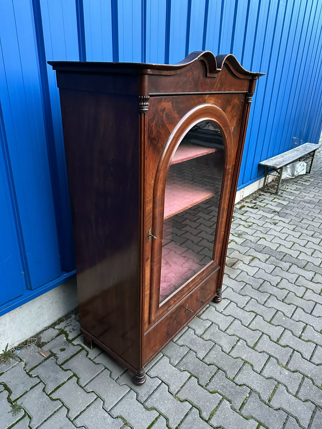 Antike Vitrine um 1860 Mahagoni Louis Philippe Kommode Spät Biedermeier