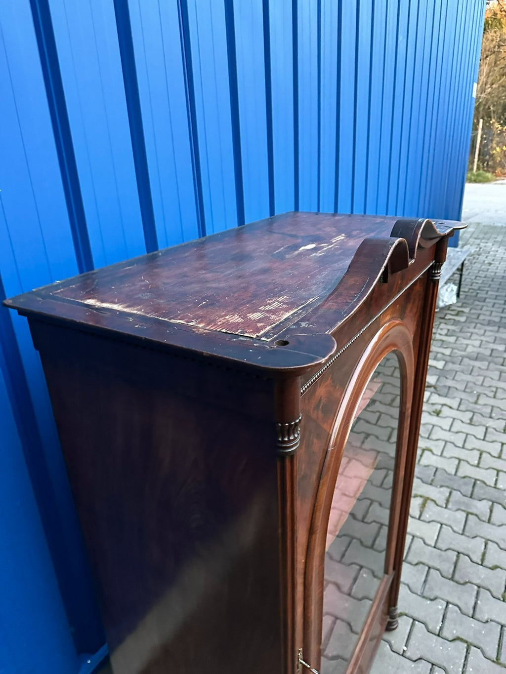 Antike Vitrine um 1860 Mahagoni Louis Philippe Kommode Spät Biedermeier