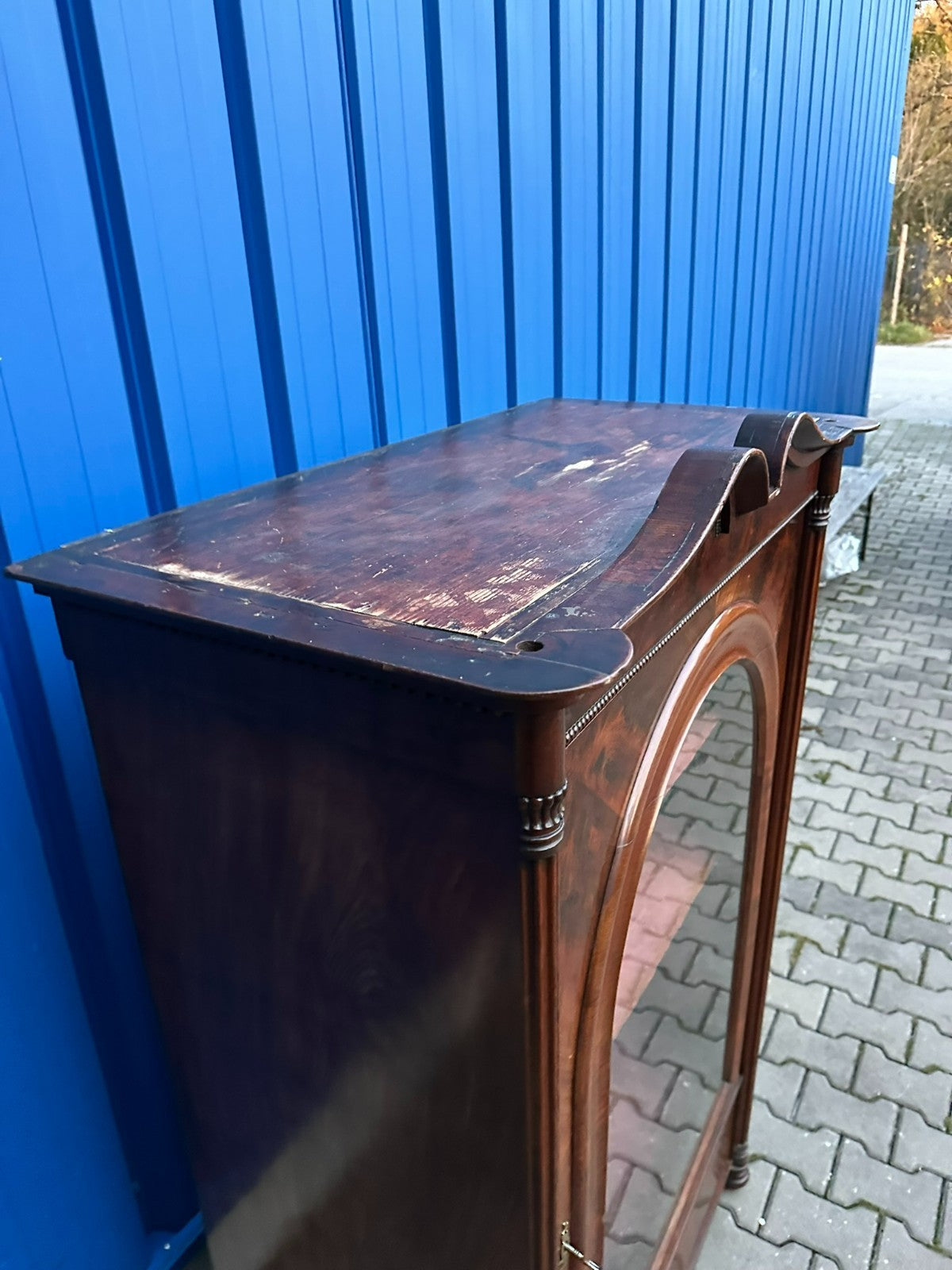 Antike Vitrine um 1860 Mahagoni Louis Philippe Kommode Spät Biedermeier