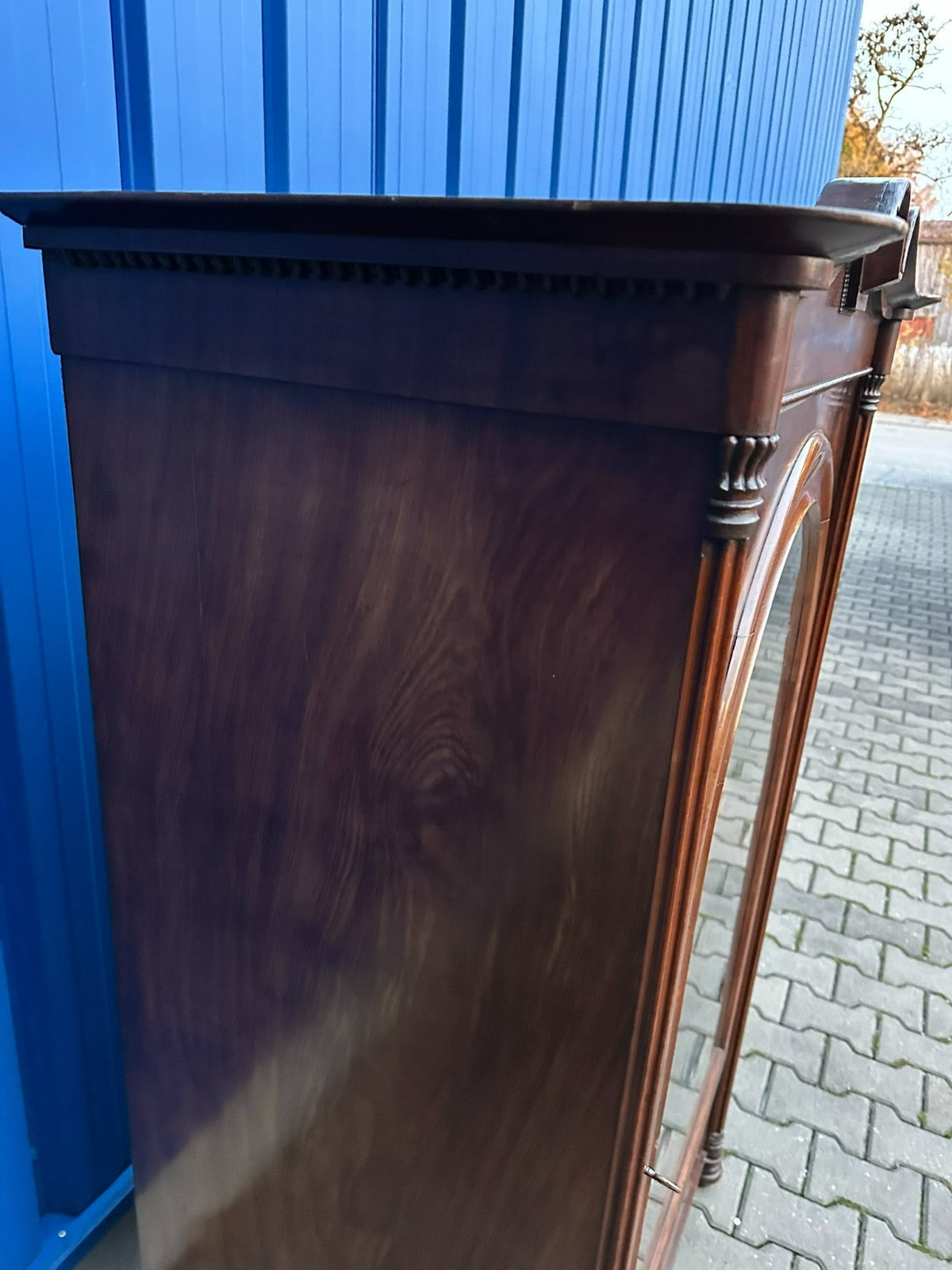 Antike Vitrine um 1860 Mahagoni Louis Philippe Kommode Spät Biedermeier