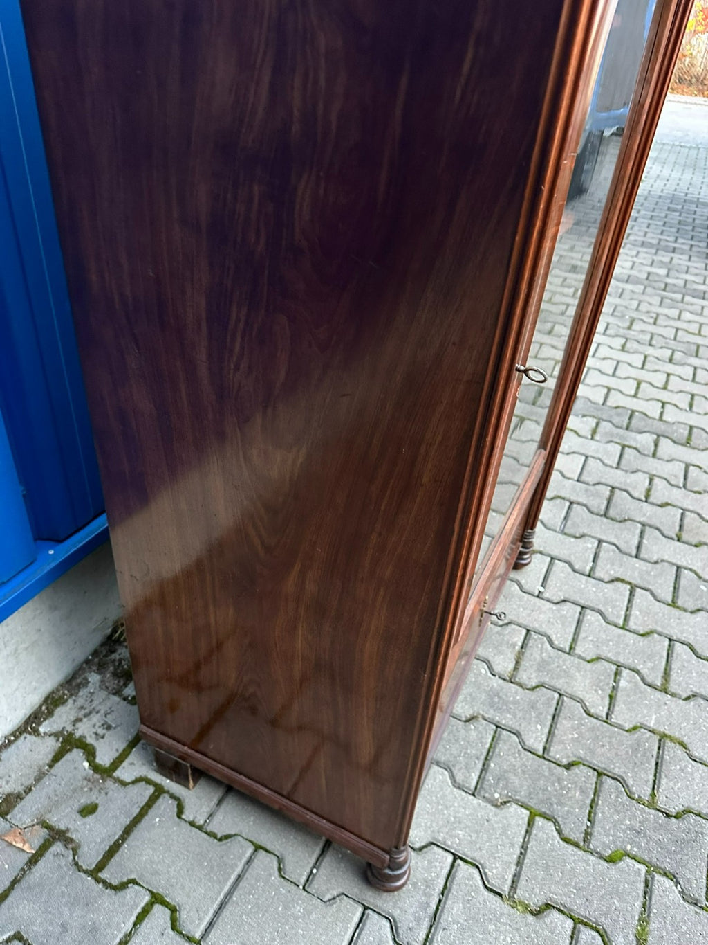 Antike Vitrine um 1860 Mahagoni Louis Philippe Kommode Spät Biedermeier